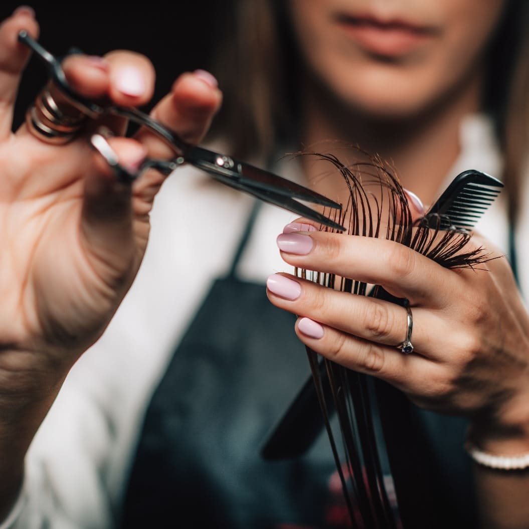 Cutting Hair in Beauty Salon